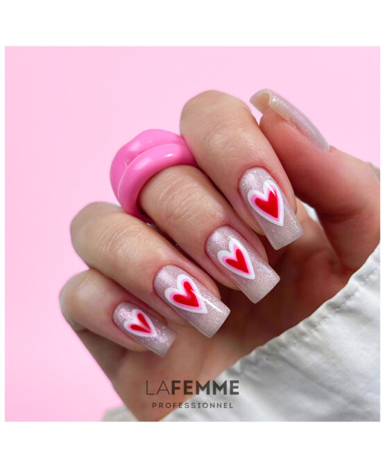 nailart cuori concentrici san valentino