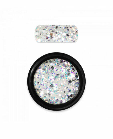 Decorazione unghie glitter esagonali mix holo 05 bianca