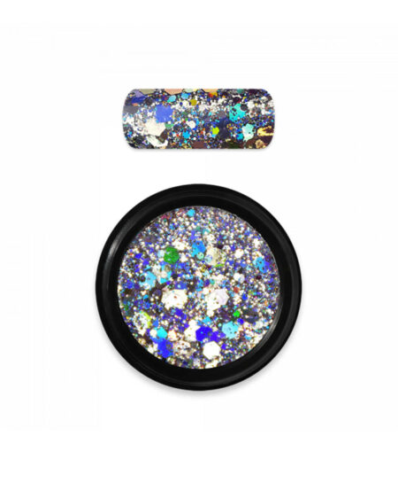 glitter esagonale e polvere nail art holo glitter mix argento