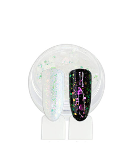 Glitter Iridescenti Nail Art bianco riflesso rosa