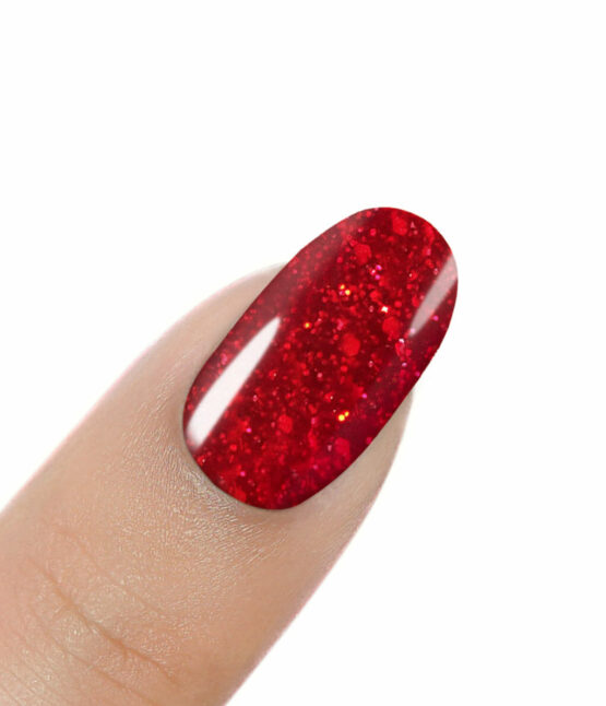 unghie rosso glitter per natale h268