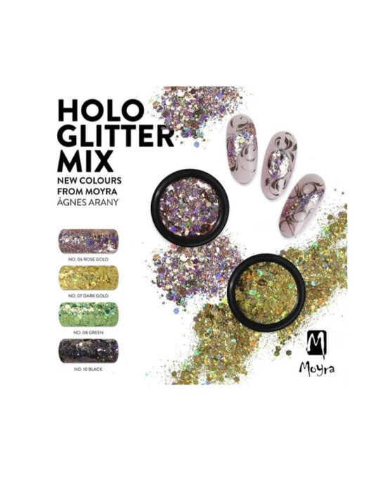 nail art glitter holo mix moyra