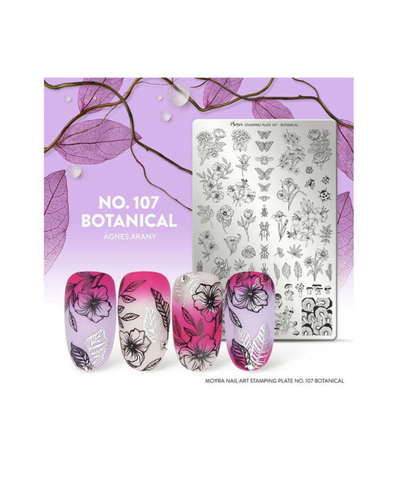 Botanical Moyra Stamping Plate 107 Fiori Primavera Idea Spring Farfalla