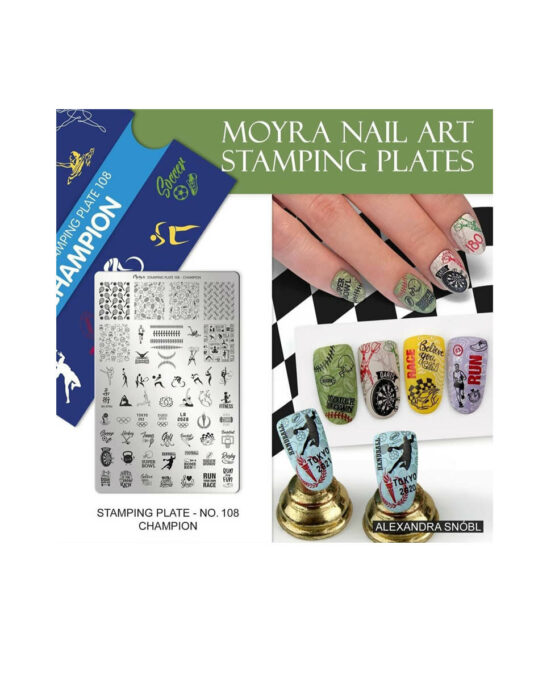 Nail Art Unghie Tema Sport Piastra 108 Moyra Stamping Italia