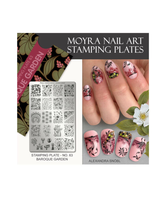 Unghie con Fiori Barocchi - Nail Art Moyra Stamping Numero 63