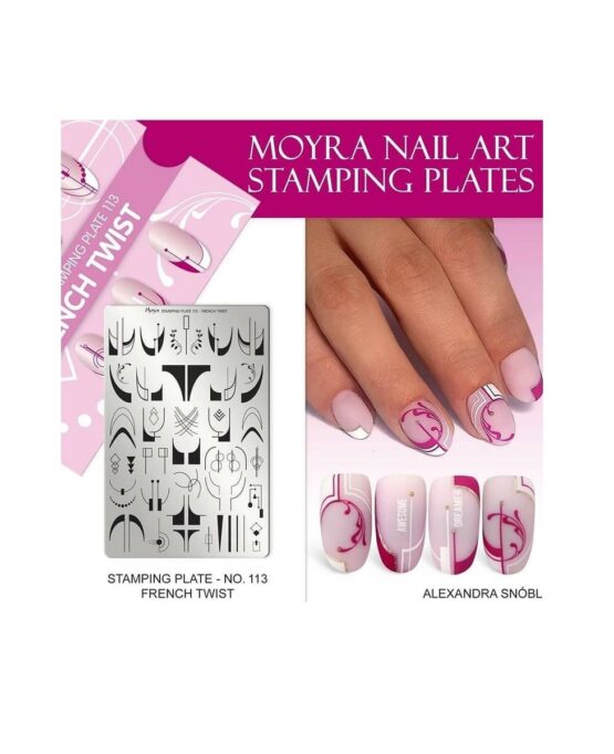 Unghie French con Stamping - Piastr Moyra 113