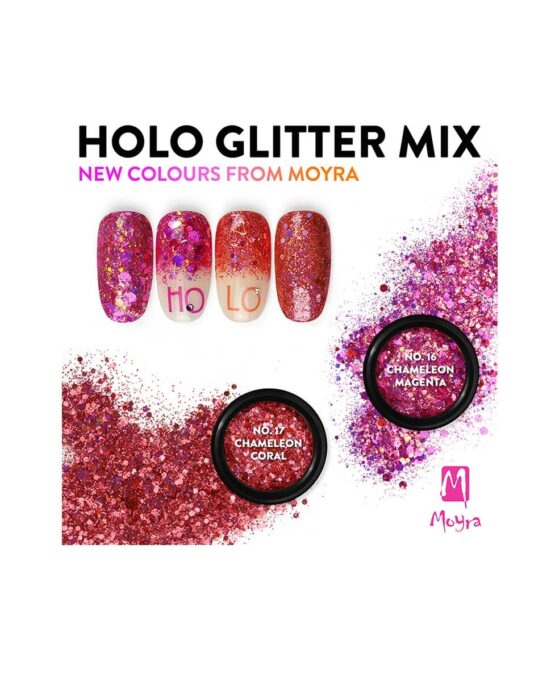 Moyra Holo Glitter Nail Decoration Chameleon Magenta 16 Chameleon Coral 17 Nail Art Ideas