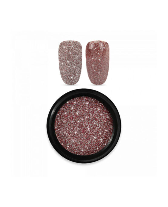 Smalto Semipermanente effetto Flash Spotlight Reflective Polvere Glitter Rosso e Argento