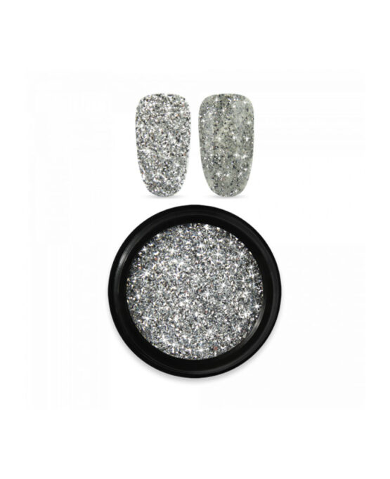 Smalto Semipermanente effetto Flash Spotlight Reflective Polvere Maxi Glitter Argento