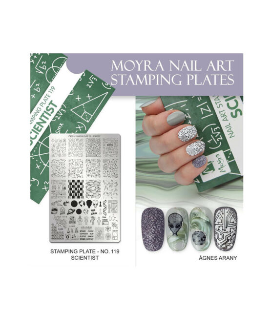 Piastra Stamping Moyra Scientist Science Scienza Alieni Scacchi Chimica DNA Matematica Nail Art A