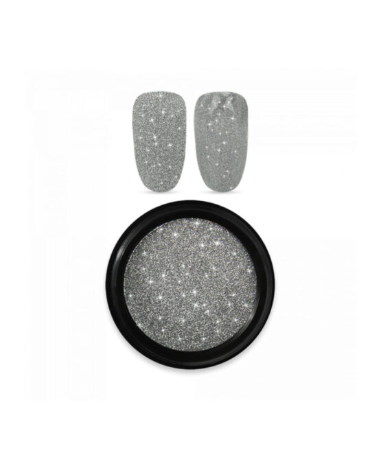 Smalto Semipermanente effetto Flash Spotlight Reflective Polvere Glitter Argento