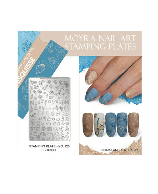 Piastra Stamping Moyra® 125 - Esquisse - 9,5cm x 14,5cm - Nail Art in 5 minuti - Smalto Semipermanente