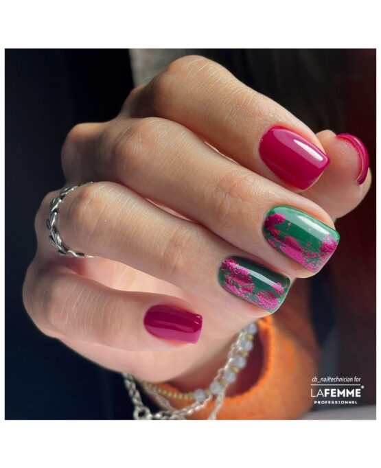 nailart verde e fuchsia scuro