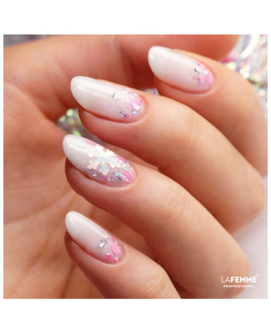 nailart snow flakes azalea su base bianca f002