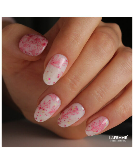 smalto semipermanente bianco lattiginoso rosa h323 con stamping