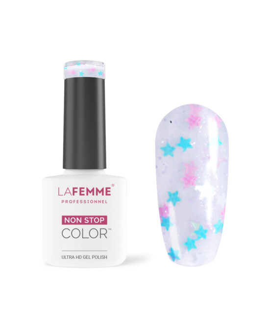 semipermanente h333 falling stars colore bianco glitter con stelle azzurre e rosa