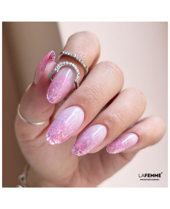 gel one phase ho heat milky pink barattolo glitter rosa moyra sottovetro