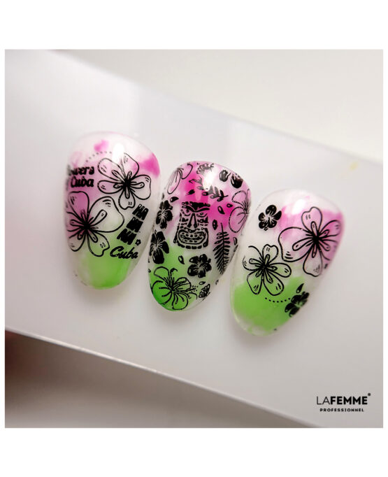 Stamping nero nail art decorazioni maya fiori totem