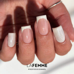 Unghie French Bianco Glitter