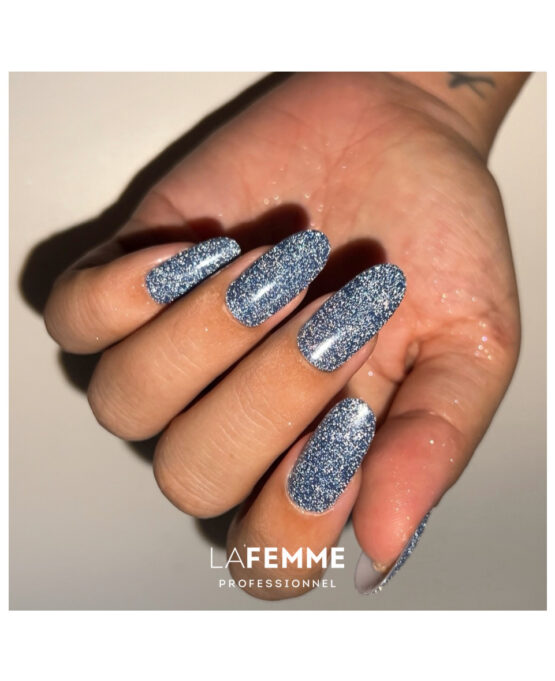 unghie blu con glitter - Z027